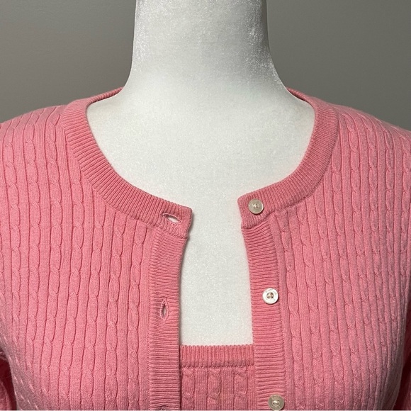 Lilly Pulitzer Soft Knit Button Front Crewneck Cardigan and Tank Top Pink - Picture 3 of 13